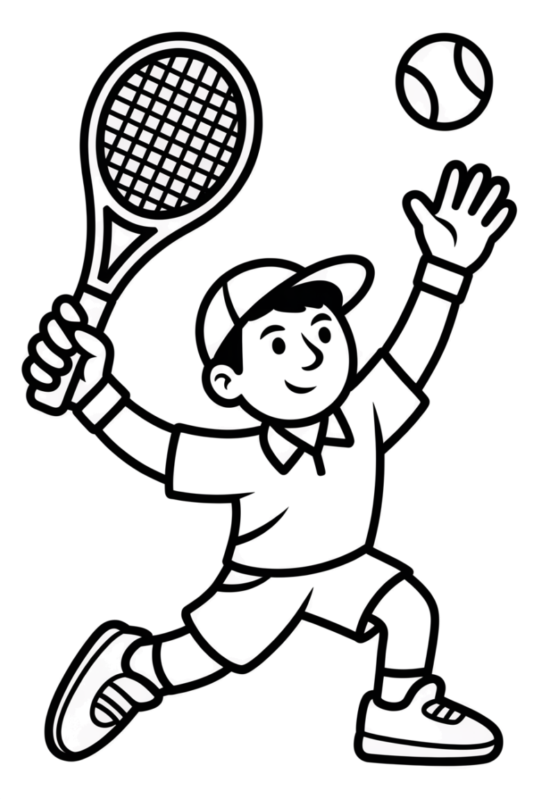 djokovic serveert kleurplaat om gratis te printen