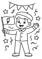 kleurplaat bevrijdingsdag kind met vlag