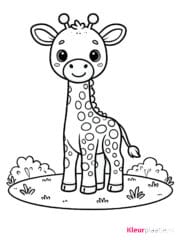 kleurplaat baby giraffe