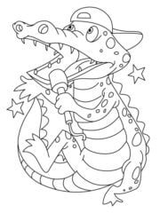 kleurplaat zingende krokodil