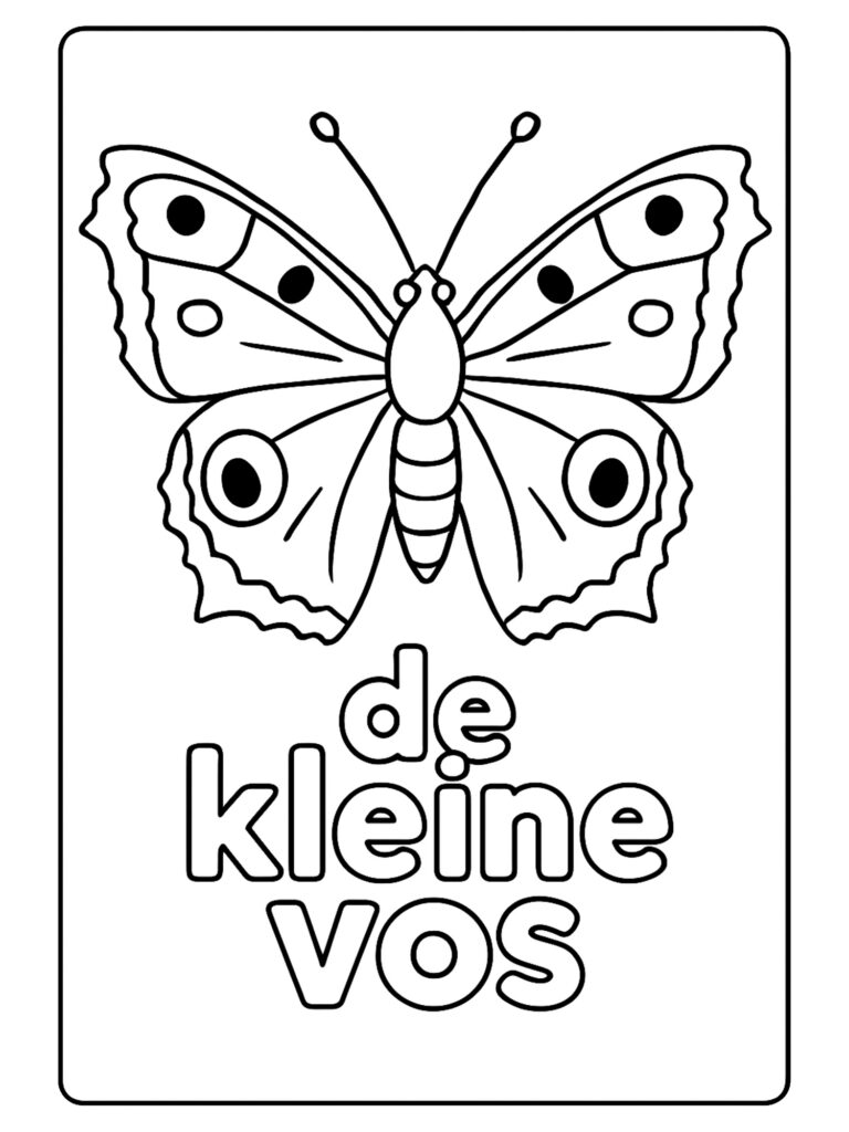 kleurplaat de kleine vos vlinder