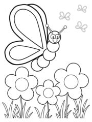 kleurplaat vlinder en bloemen