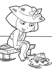 kleurplaat dora en kikker