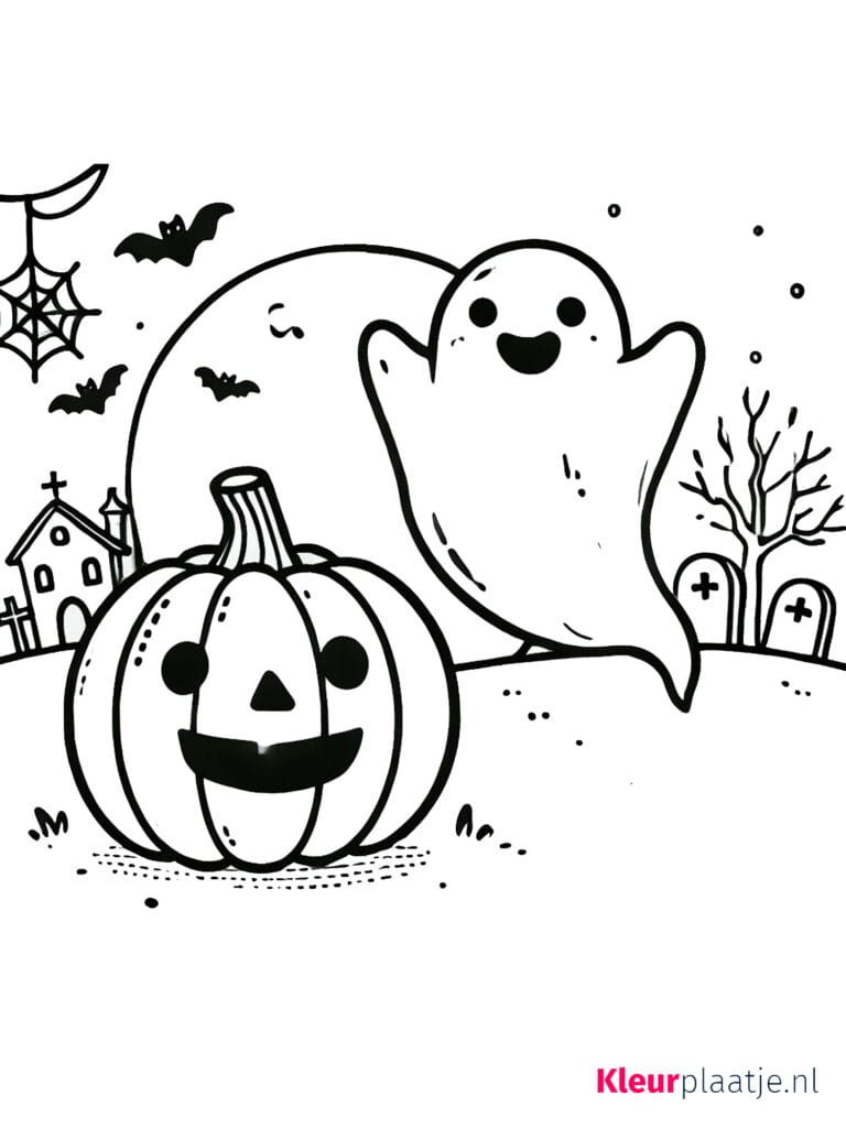 kleurplaat halloween scary