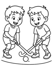 kleurplaat hockey jongens