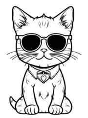 kleurplaat poes zonnebril