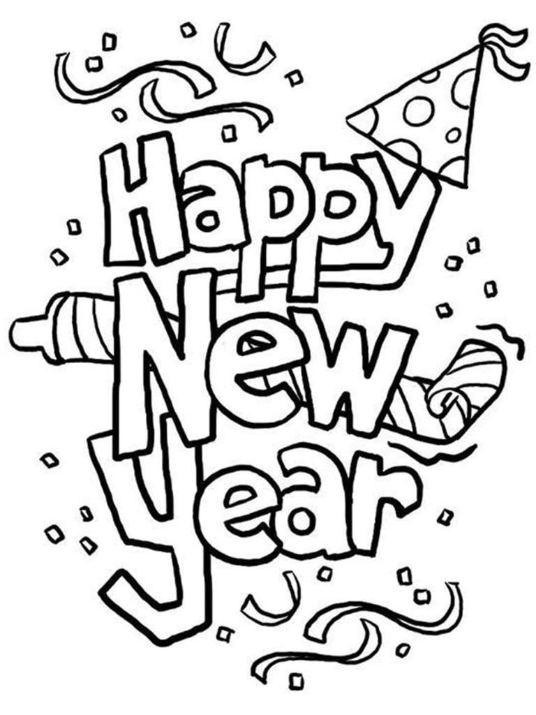 happy new year kleurplaar