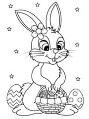 kleurplaat paashaas met paaseieren