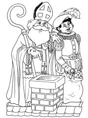 kleurplaat sinterklaas op het dak