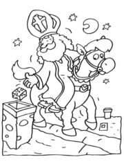 kleurplaat sinterklaas pakje in schoorsteen