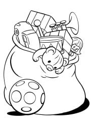 kleurplaat zak met sinterklaascadeautjes