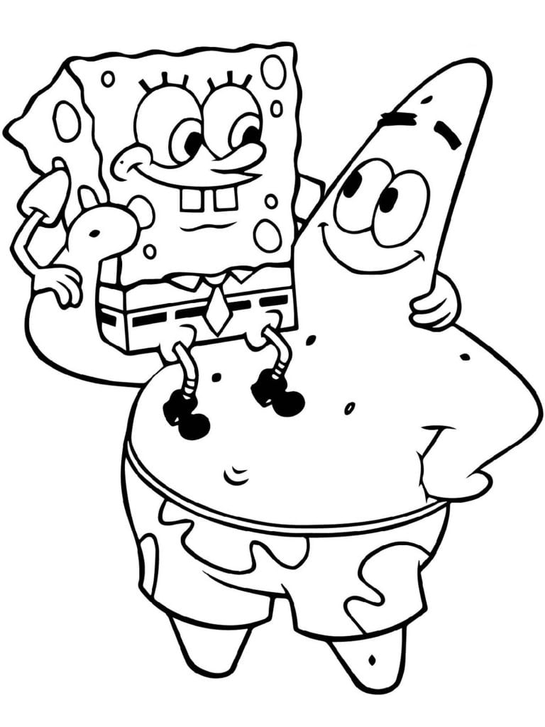 Spongebob en Patrick kleurplaat Kleurplaatje.nl