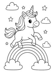 kleurplaat unicorn regenboog