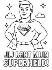 vaderdag kleurplaat papa superheld