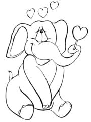 valentijn kleurplaat verliefd olifantje