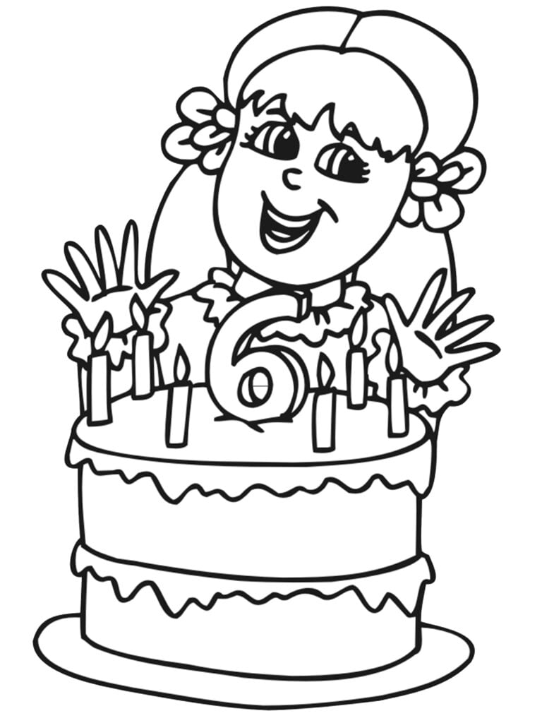 6 jaar verjaardag kleurplaat