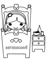 kleurplaat beterschap ziek in bed