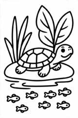 schildpad in vijver kleurplaat om gratis te printen