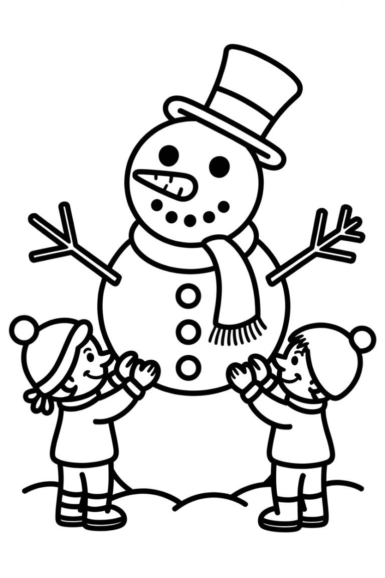 sneeuwman versieren kleurplaat om gratis te printen