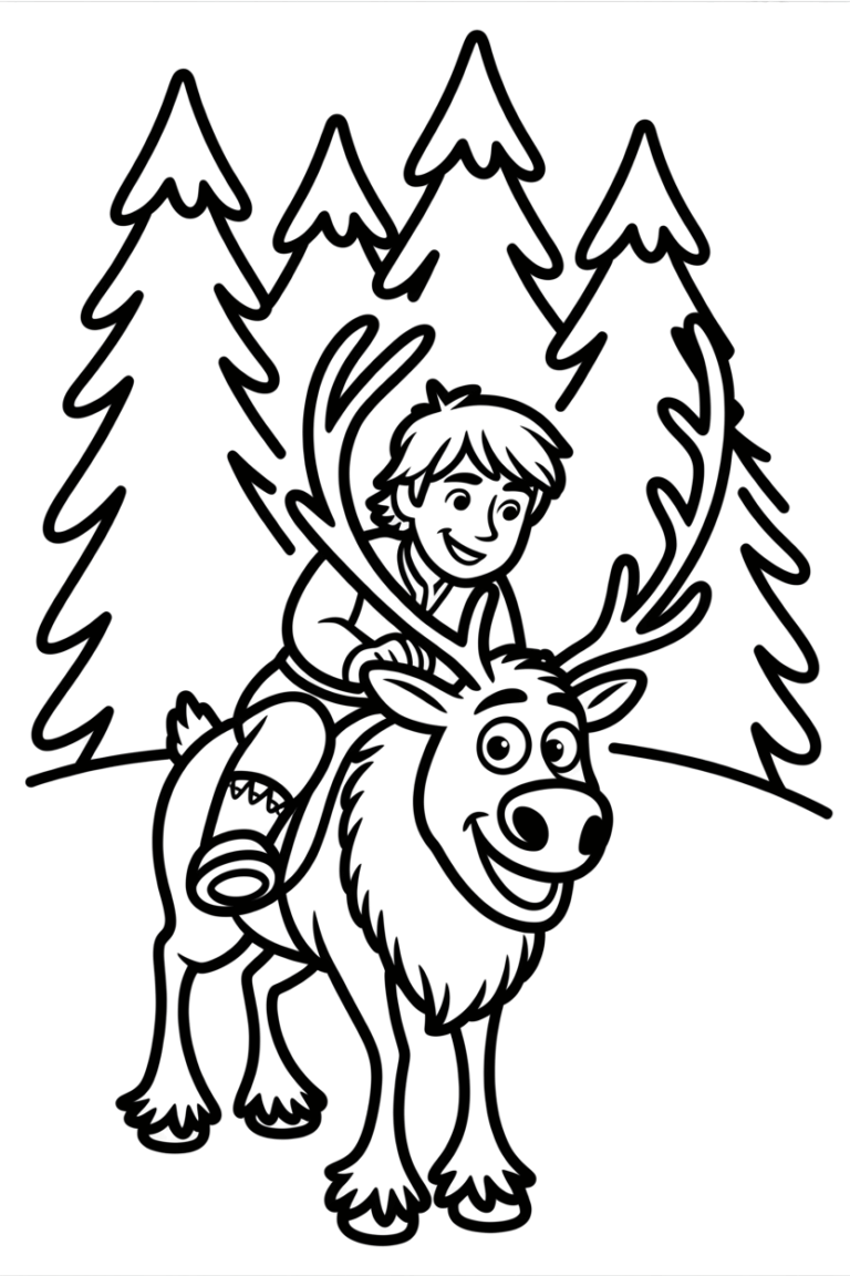 sven en kristoff kleurplaat om gratis te printen