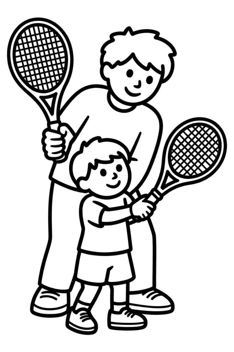 tennisles kleurplaat om gratis te printen