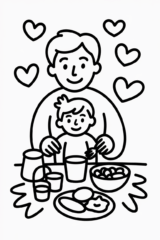 vaderontbijt kleurplaat (categorie vaderdag) om gratis te printen