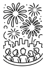 vuurwerkshow kleurplaat om gratis te printen