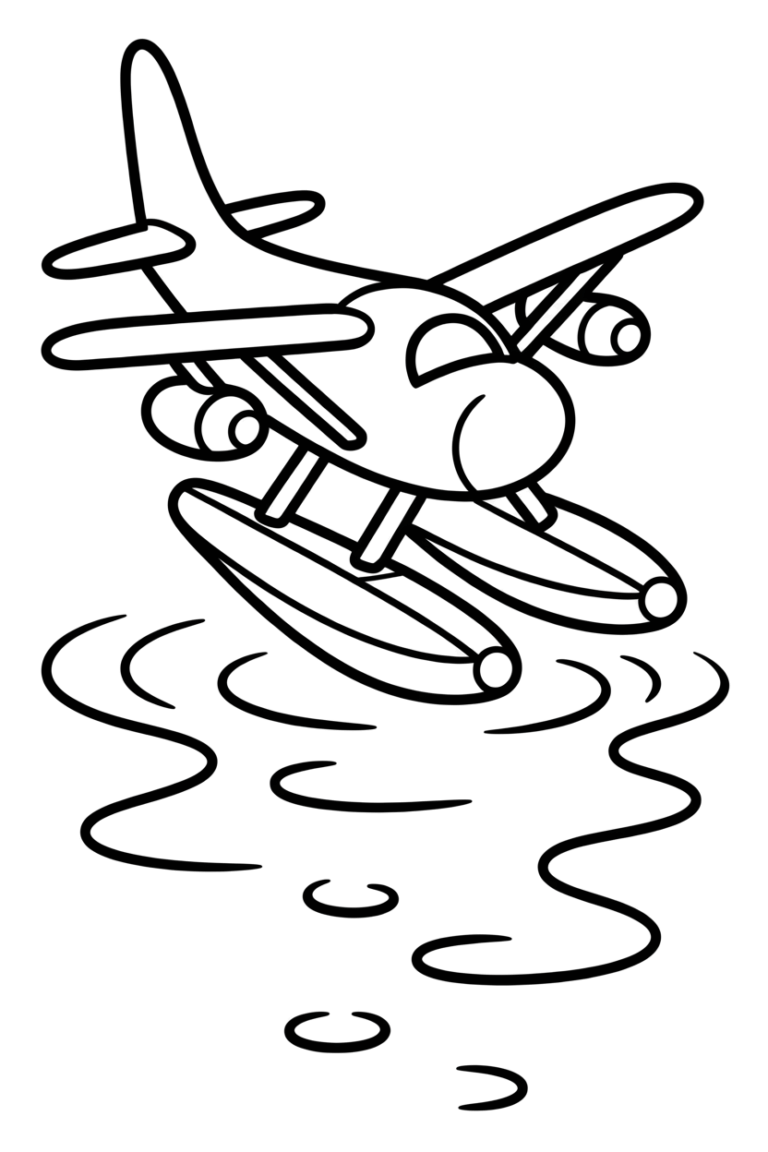 watervliegtuig kleurplaat om gratis te printen